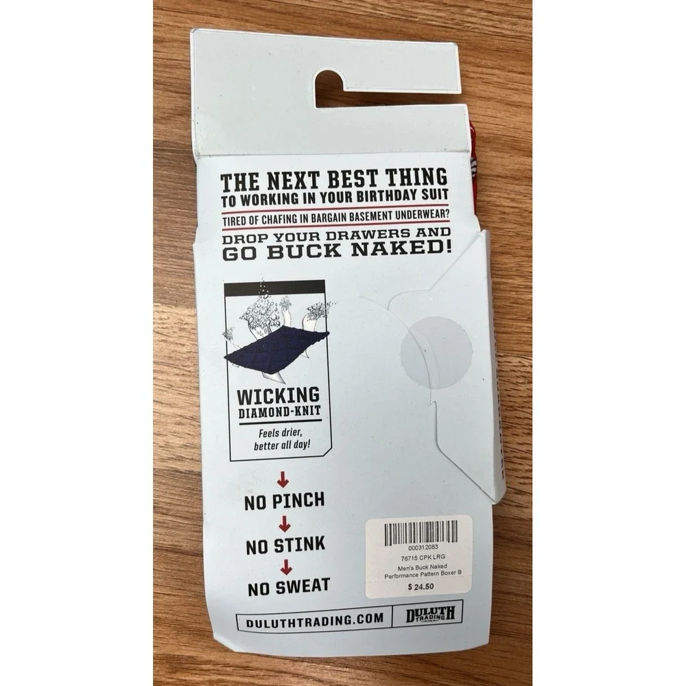 Duluth Trading Company Buck Naked Boxer Briefs, Christmas Men's Large 36-38 NEW